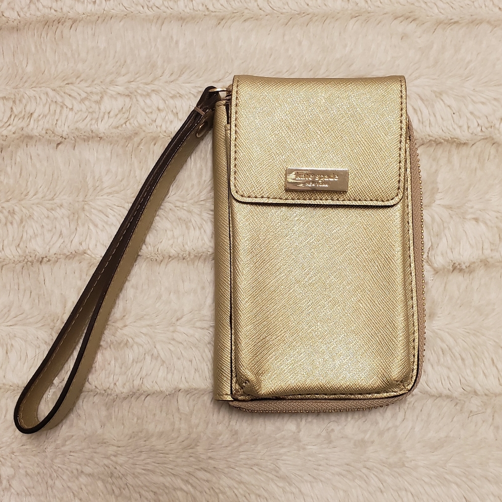 Kate Spade Leather Gold Wristlet Wallet